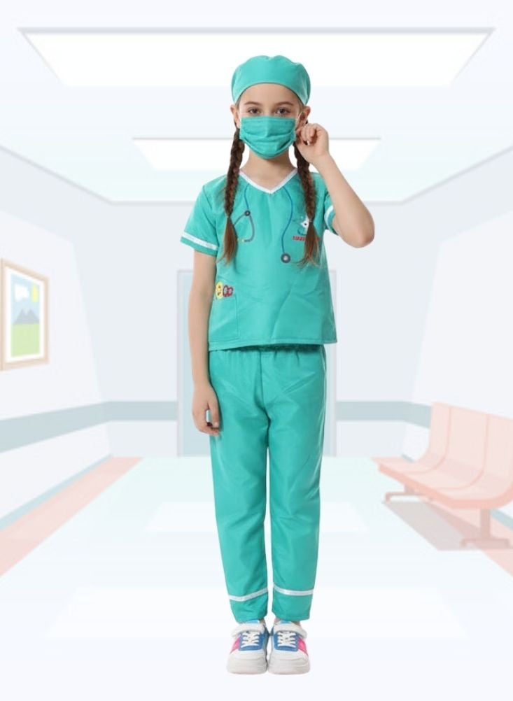 بريميم زي طبيب للأطفال مع ملابس طبية وقناع - زي طبي للعب التخيلي للأولاد والبنات، للعب الأدوار والأزياء التنكرية - Image 1